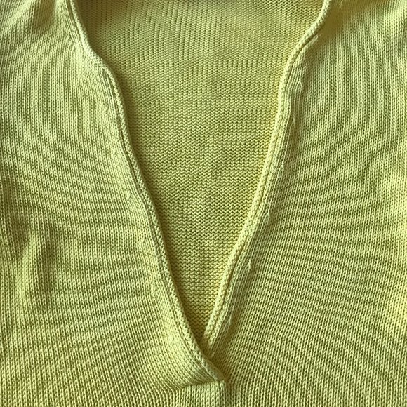J Crew Chunky Knit Sweater Plunging V Neck Pockets Mustard Yellow Womens Medium - Picture 2 of 8